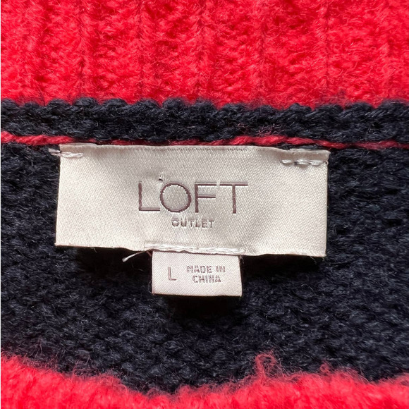 LOFT Outlet Black/Red/Pink/Sequin Patterned Crewneck Sweater- L - Picture 5 of 13